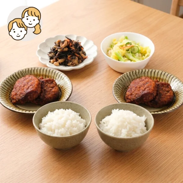 ご飯が進む！味噌ヒレかつの主食・主菜・副菜セット (大人2人)