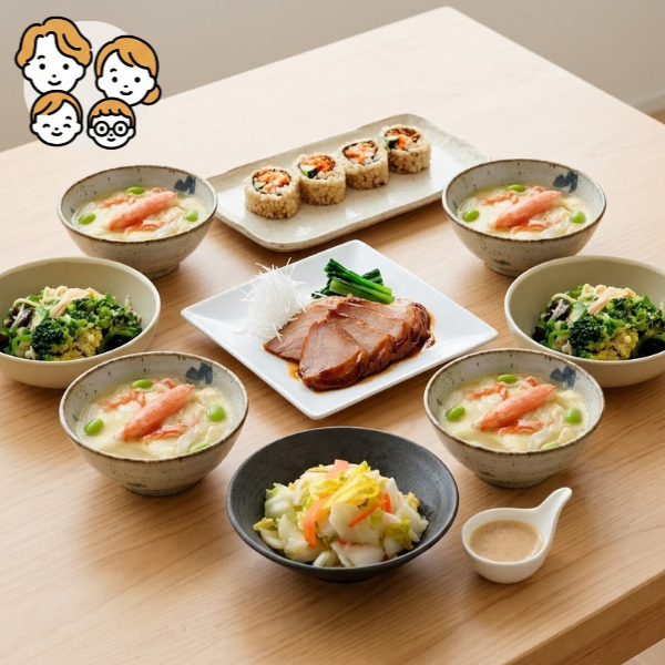【初回おすすめ】やわらか煮豚と玄米ロールの主菜・副菜セット (ファミリー)