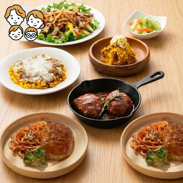 【初回おすすめ】ハンバーグとカレードリアの満腹主菜・副菜セット (ファミリー)