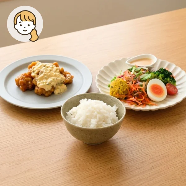 【初回おすすめ】チキン南蛮と彩りサラダの主食・主菜・副菜セット (大人1人)