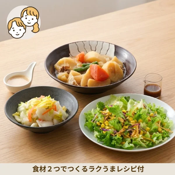 【初回おすすめ】ほくほく肉じゃがと彩りサラダの副菜セット (大人2人)