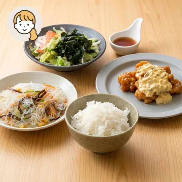 チキン南蛮とチョレギサラダの主食・主菜・副菜セット (大人1人)