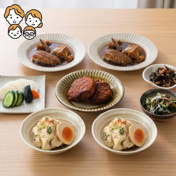 ほっけごぼう煮と味噌かつの主菜・副菜セット (ファミリー)
