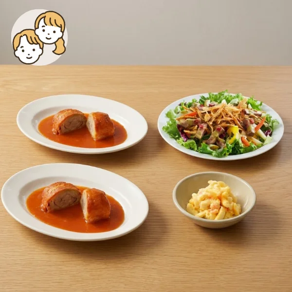ロールキャベツとローストビーフの主菜・副菜セット (大人2人)