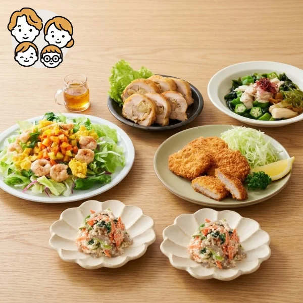 鶏肉生姜巻きとヒレかつの主菜・副菜セット (ファミリー)