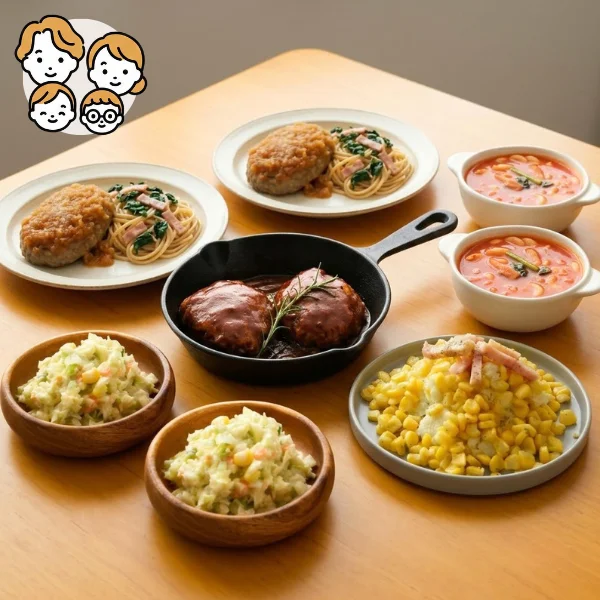ハンバーグとミネストローネの主菜・副菜セット (ファミリー)