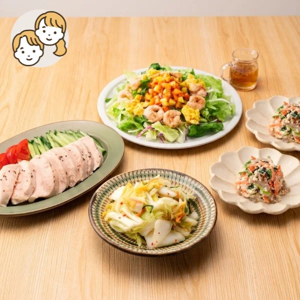 やわらかチキンと海老マヨサラダの主菜・副菜セット (大人2人)