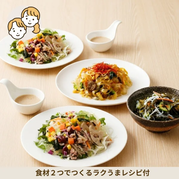 牛肉チャプチェと彩りサラダの副菜セット (大人2人)