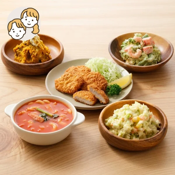 ヒレかつと彩りサラダの主菜・副菜セット (大人2人)