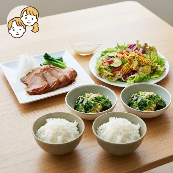やわらか煮豚とさっぱり夏野菜の主食・主菜・副菜セット (大人2人)