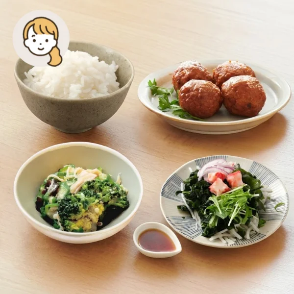 肉団子とさっぱりサラダの主食・主菜・副菜セット (大人1人)