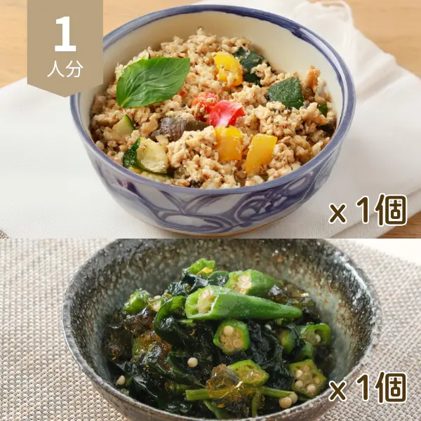 みつせ鶏のバジル炒め丼献立 (1人分)