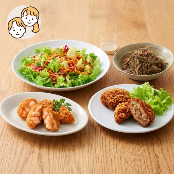 2種のカツと彩りサラダの主菜・副菜セット (大人2人)