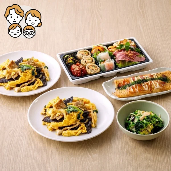 中華炒めと30品目サラダ弁当の主菜・副菜セット (ファミリー)