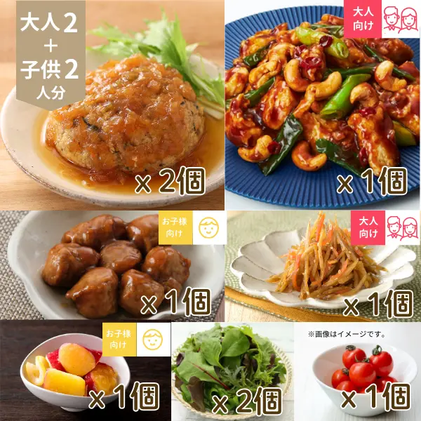 豆腐ハンバーグの和中バランス主菜・副菜セット (4人分)