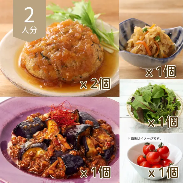 豆腐ハンバーグの和中バランス主菜・副菜セット (2人分)