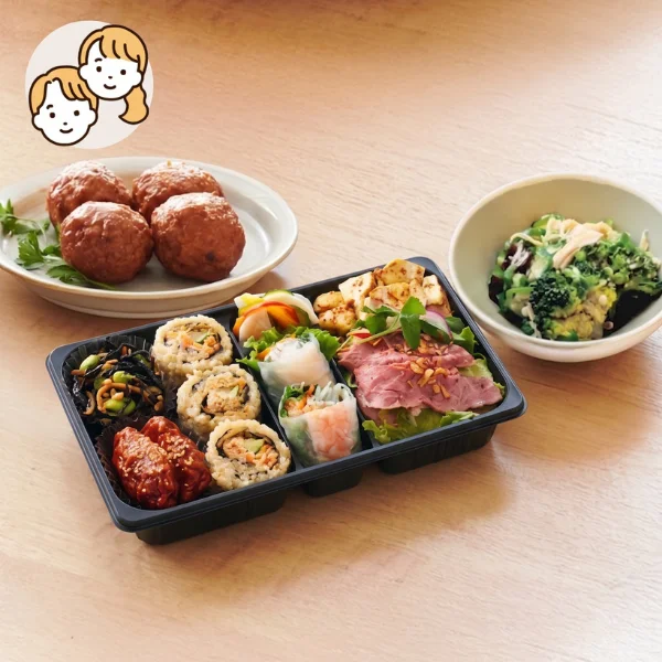肉団子と30品目サラダ弁当の主菜・副菜セット (大人2人)