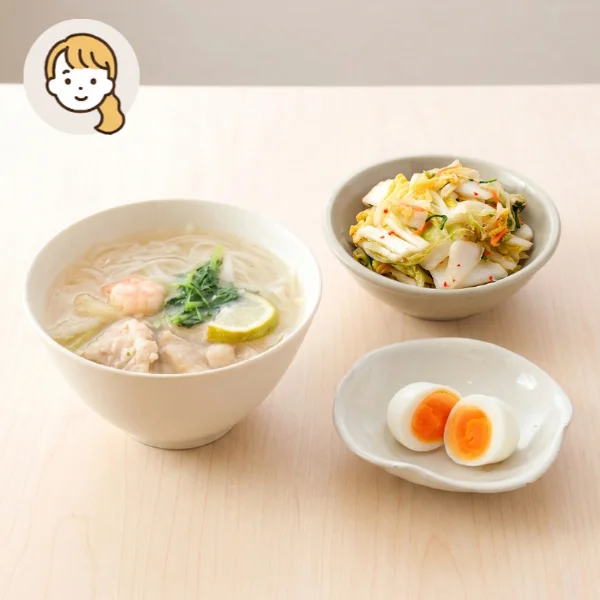 極旨だしフォーのエスニック風主食・主菜・副菜セット (大人1人)