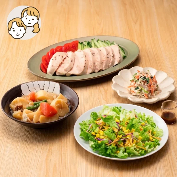やわらかチキンと肉じゃがの主菜・副菜セット (大人2人)
