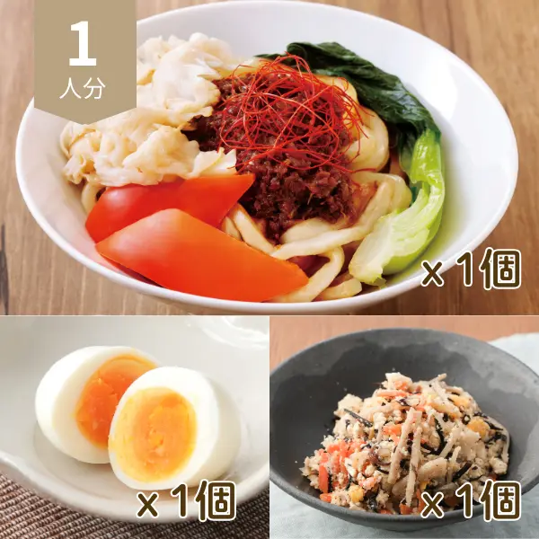 讃岐うどんのジャージャー麺の満足献立 (1人分)