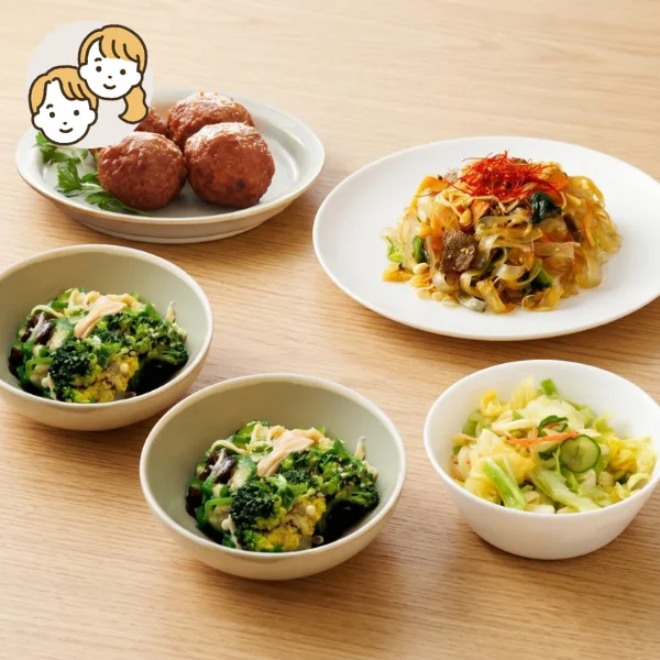 中華風肉団子のアジアン主菜・副菜セット (大人2人)