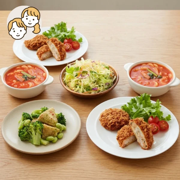 海鮮カツとミネストローネの主菜・副菜セット (大人2人)
