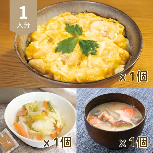 親子丼の和風献立 (1人分)