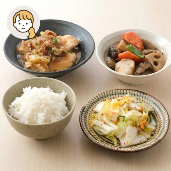 肉豆腐と筑前煮の主食・主菜・副菜セット (大人1人)