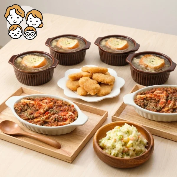 自家製ラザニアと玉ねぎスープの主菜・副菜セット (ファミリー)