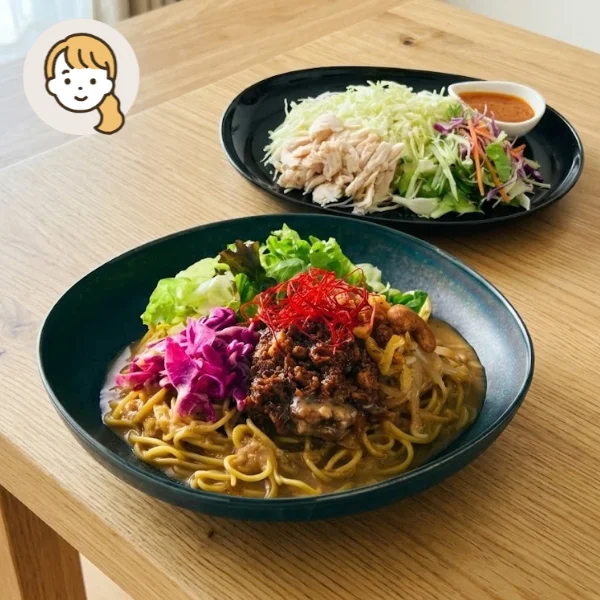 担々麺のエスニック主食・主菜・副菜セット (大人1人)