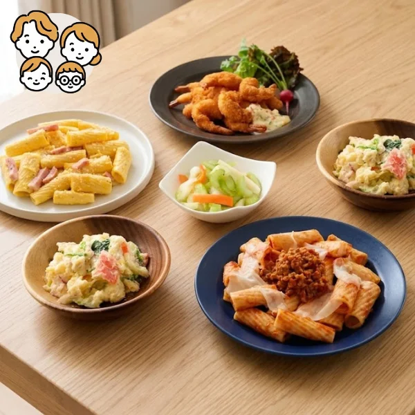 小海老フライと2種のパスタの主菜・副菜セット (ファミリー)