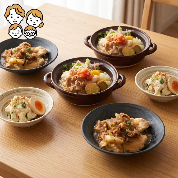 肉豆腐と豚しゃぶ鍋の主菜・副菜セット (ファミリー)