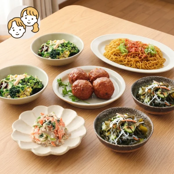 肉団子とビーフンの主菜・副菜セット (大人2人)