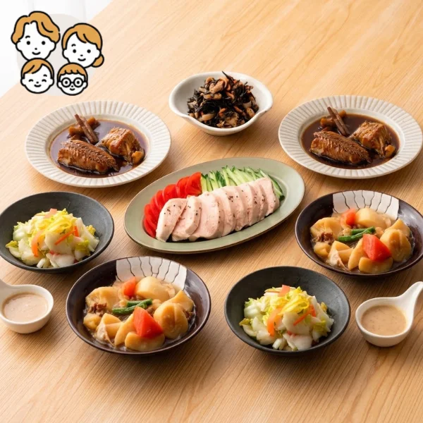 やわらかチキンとほっけごぼう煮の洋風主菜・副菜セット (ファミリー)