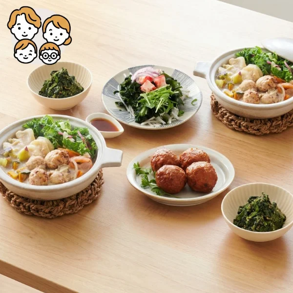家族団らん！鶏だんご鍋の主菜・副菜セット (ファミリー)
