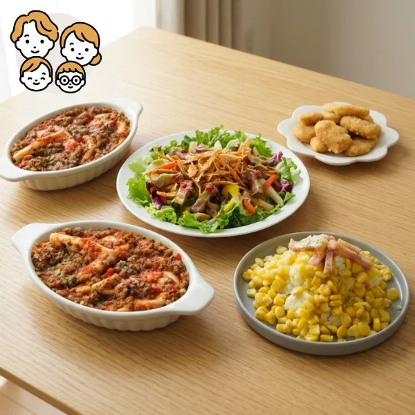 ラザニアとローストビーフの洋風主菜・副菜セット (ファミリー)