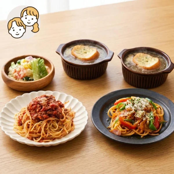 紀ノ国屋パスタとグラタンスープの主菜・副菜セット (大人2人)
