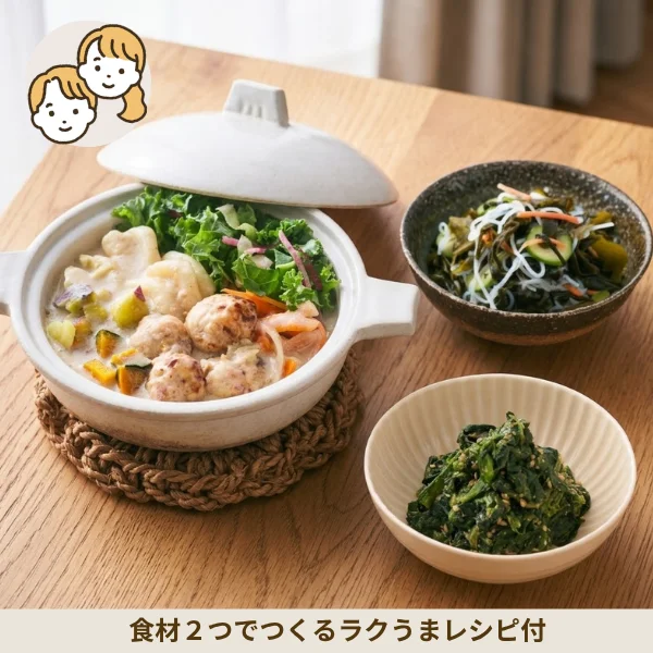 鶏だんご豆乳鍋の和風副菜セット (大人2人)