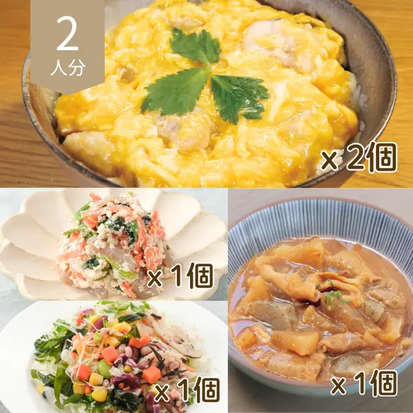 親子丼の和風献立 (2人分)