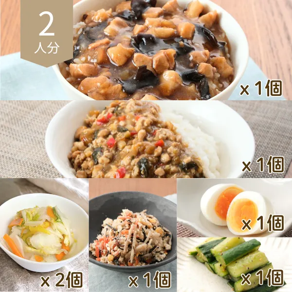 選べる魯肉飯とガパオライスの主菜・副菜セット (2人分)